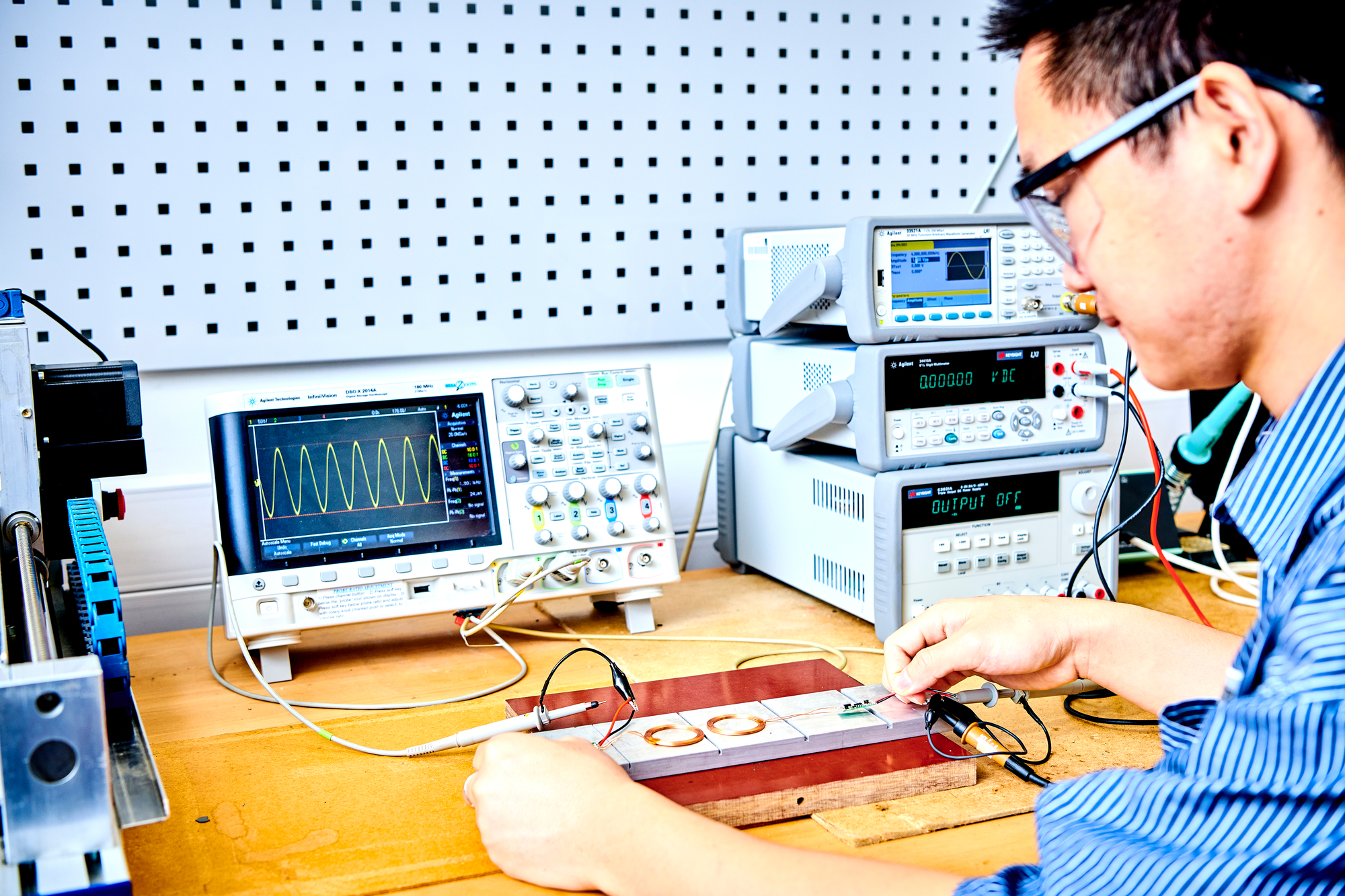 BEng Product Design and Development Engineer apprentices at Newcastle University working on power electronics and manufacturing projects